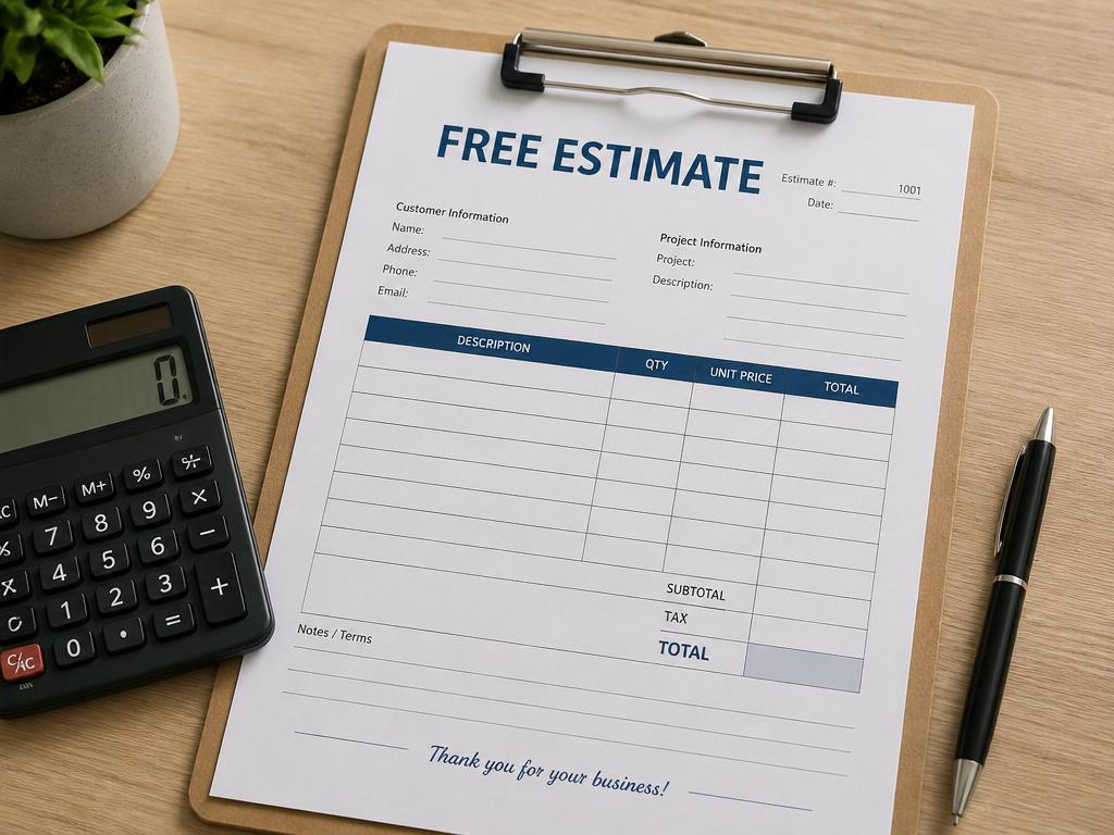 Free estimate clipboard and calculator